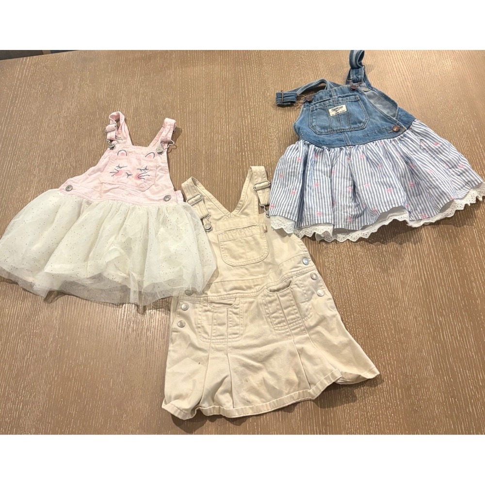 Girls 3T Dress Overall Lot OshKosh Old Navy Tulle Denim 3Pc Bundle